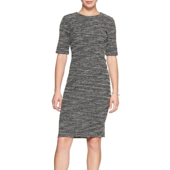 BANANA REPUBLIC Tweed Boucle Charcoal Business-professional Sheath Dress, Size 0 - Picture 2 of 5